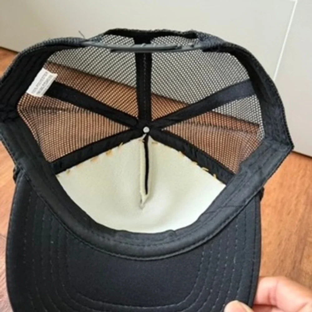 Trucker Hat Women OSFA Black Asian Japanese Floral Hand Stitched Snapback